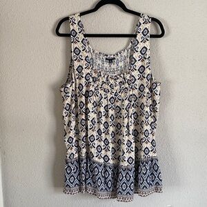 Torrid Navy and Cream Geometric Tank Top